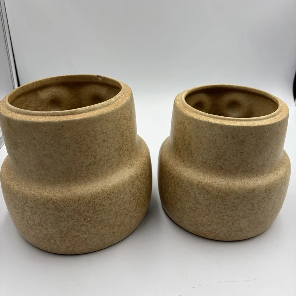 Two Vtg Owl Canisters W/ Lids Pottery Craft USA Mid Century Cottagecore Country